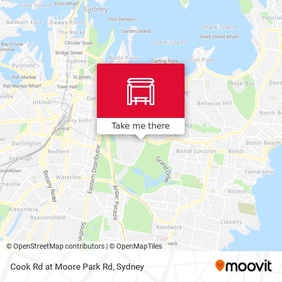 Cook Rd at Moore Park Rd map
