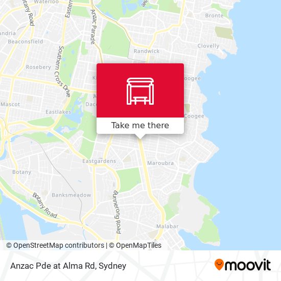 Anzac Pde at Alma Rd map