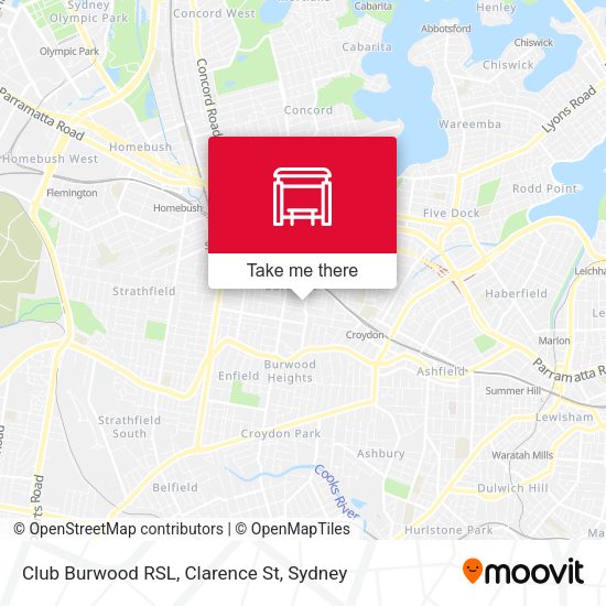 Club Burwood RSL, Clarence St map