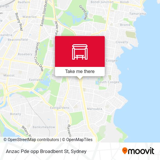 Anzac Pde opp Broadbent St map