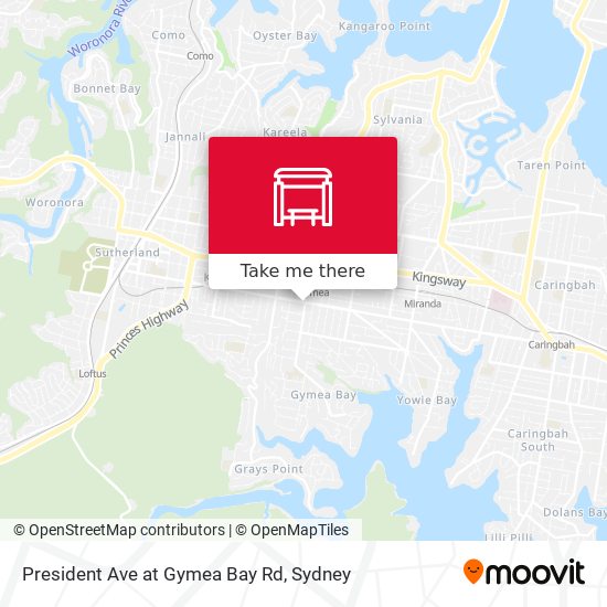 President Ave at Gymea Bay Rd map