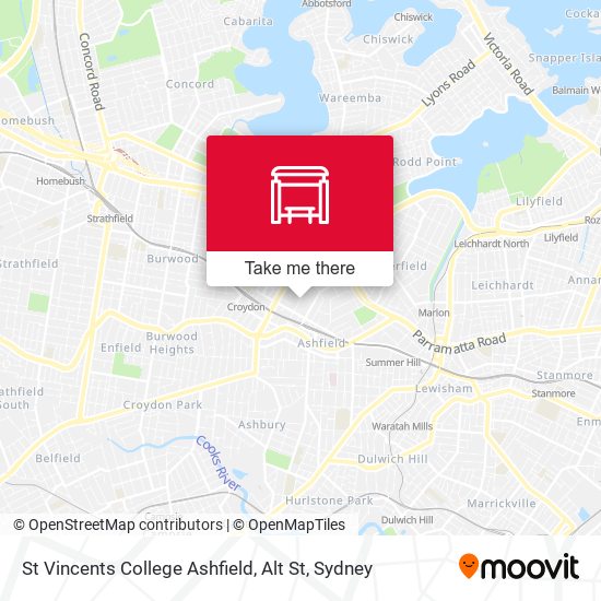St Vincents College Ashfield, Alt St map