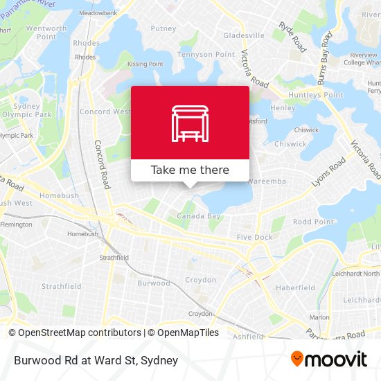 Burwood Rd at Ward St map
