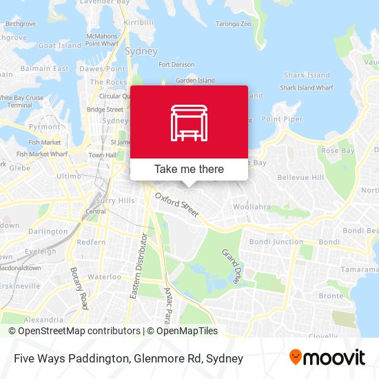 Mapa Five Ways Paddington, Glenmore Rd