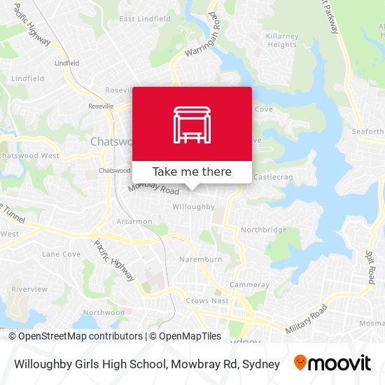 Mapa Willoughby Girls High School, Mowbray Rd