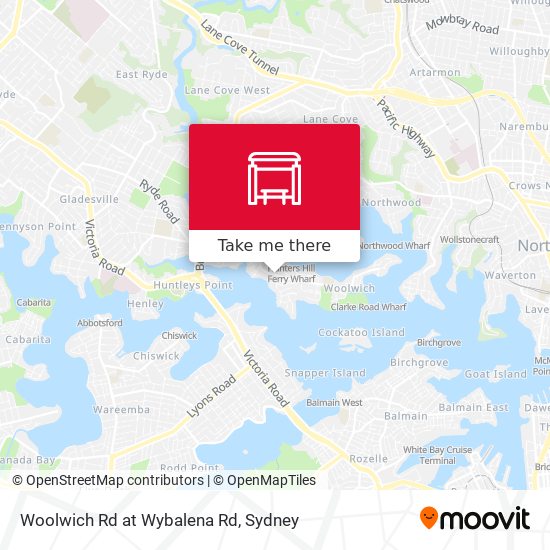 Woolwich Rd at Wybalena Rd map