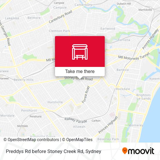 Preddys Rd before Stoney Creek Rd map