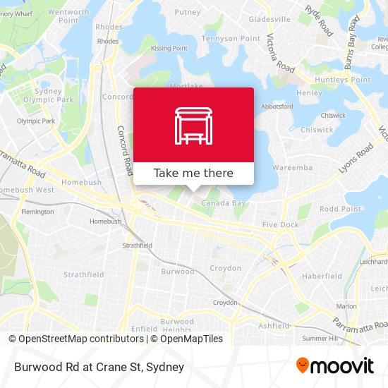 Burwood Rd at Crane St map