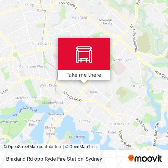Blaxland Rd opp Ryde Fire Station map