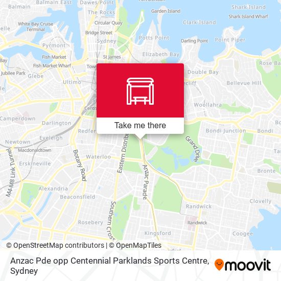 Anzac Pde opp Centennial Parklands Sports Centre map