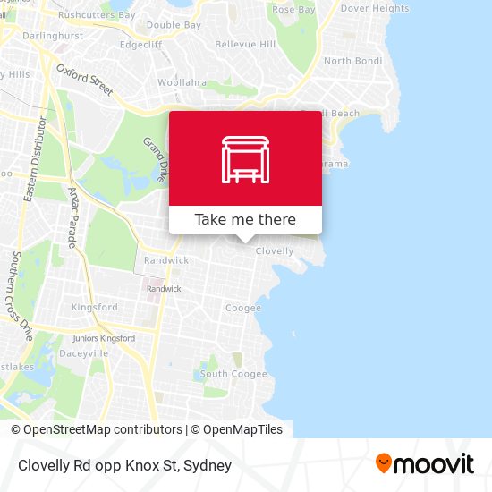 Clovelly Rd opp Knox St map