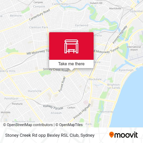 Stoney Creek Rd opp Bexley RSL Club map