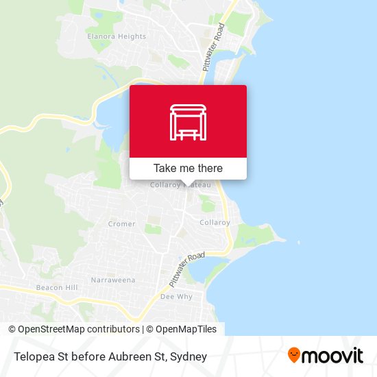Telopea St before Aubreen St map