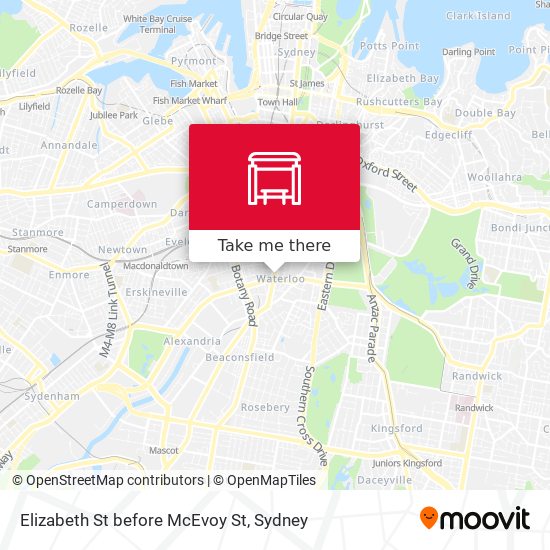 Elizabeth St before McEvoy St map