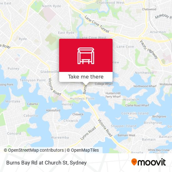 Burns Bay Rd at Church St map