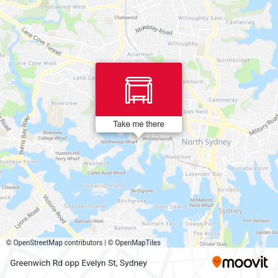 Greenwich Rd opp Evelyn St map