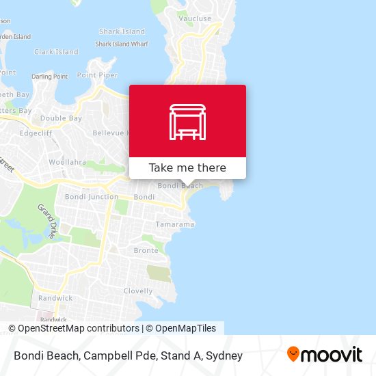 Bondi Beach, Campbell Pde, Stand A map