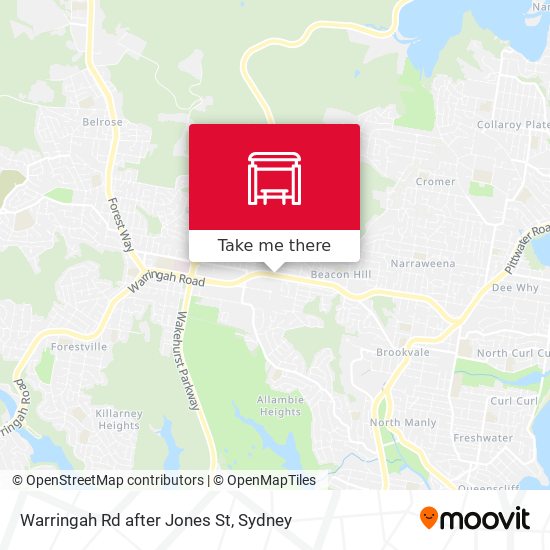 Warringah Rd after Jones St map