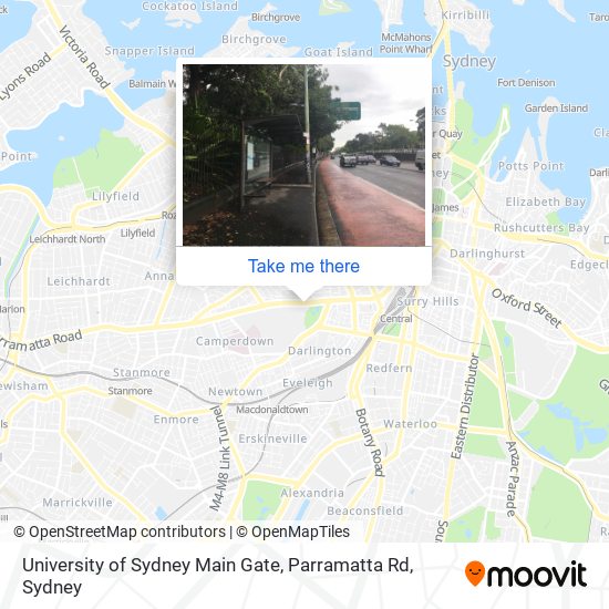 Mapa University of Sydney Main Gate, Parramatta Rd