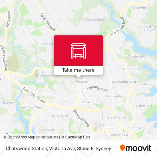 Mapa Chatswood Station, Victoria Ave, Stand E
