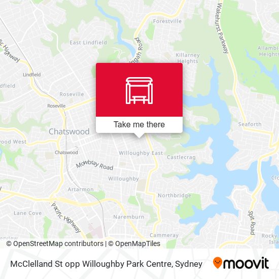 McClelland St opp Willoughby Park Centre map