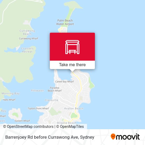 Barrenjoey Rd before Currawong Ave map