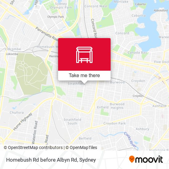 Homebush Rd before Albyn Rd map