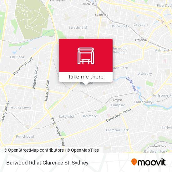 Burwood Rd at Clarence St map