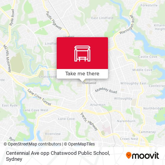 Centennial Ave opp Chatswood Public School map