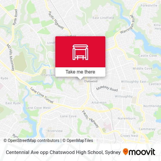 Centennial Ave opp Chatswood High School map