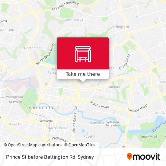 Prince St before Bettington Rd map