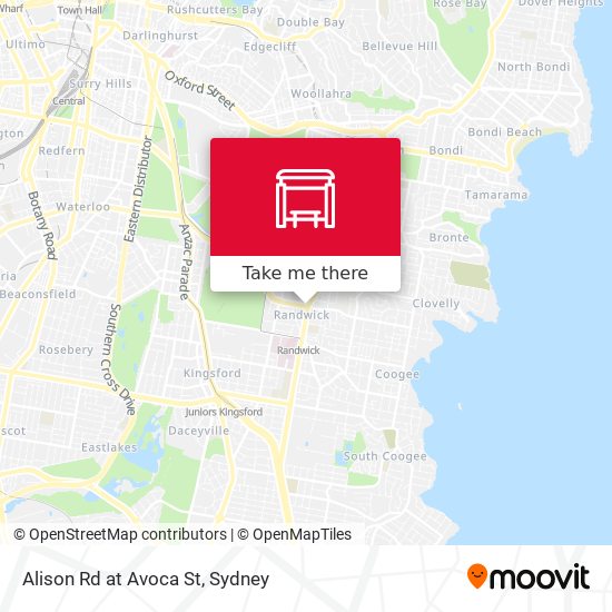 Alison Rd at Avoca St map