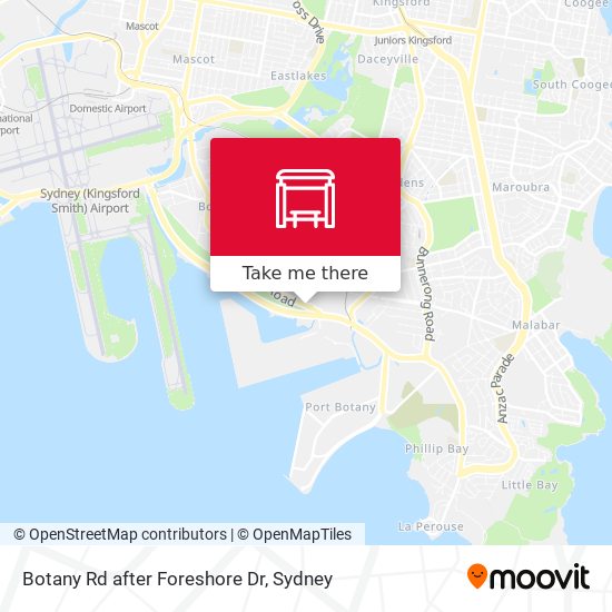 Botany Rd after Foreshore Dr map