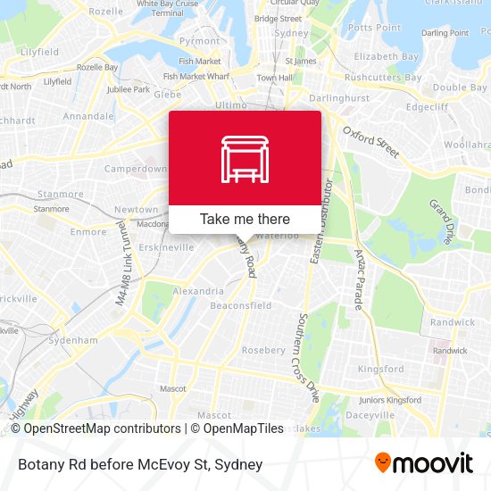 Botany Rd before McEvoy St map