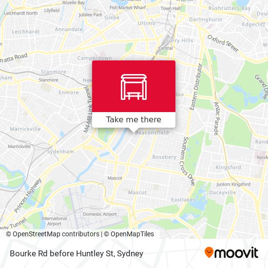 Bourke Rd before Huntley St map