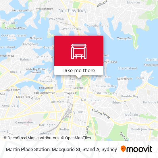 Martin Place Station, Macquarie St, Stand A map
