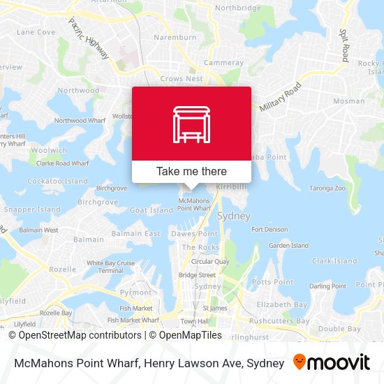 McMahons Point Wharf, Henry Lawson Ave map