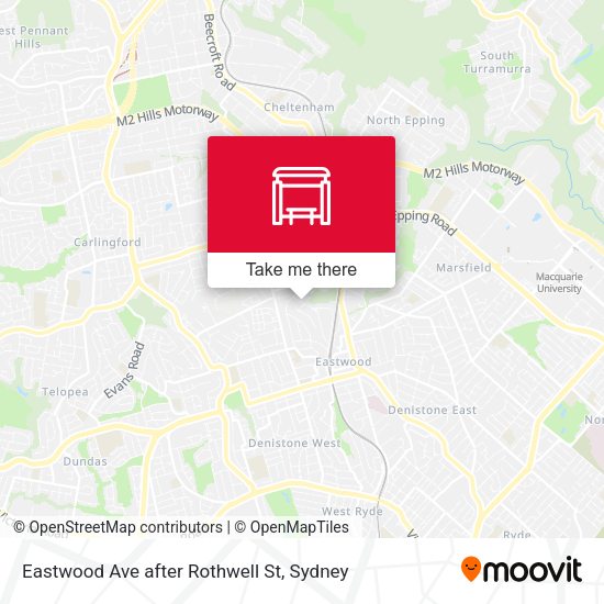 Eastwood Ave after Rothwell St map