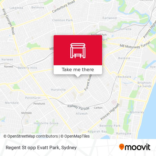 Regent St opp Evatt Park map