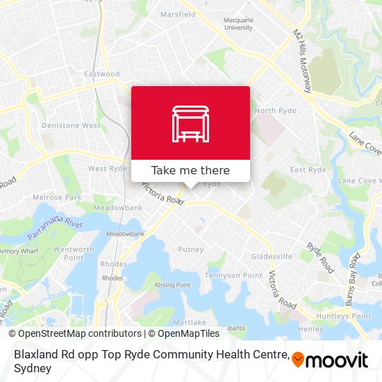 Blaxland Rd opp Top Ryde Community Health Centre map