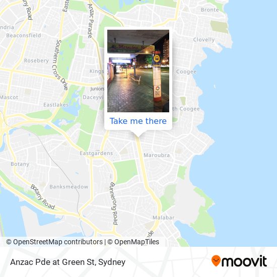 Anzac Pde at Green St map