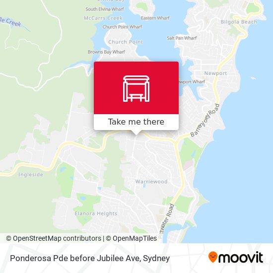 Ponderosa Pde before Jubilee Ave map