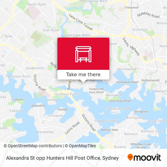 Alexandra St opp Hunters Hill Post Office map