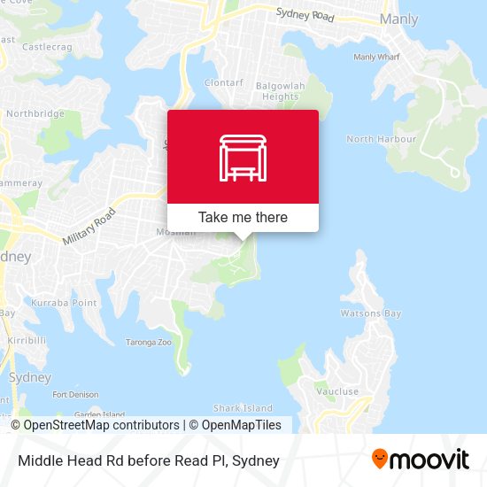 Middle Head Rd before Read Pl map