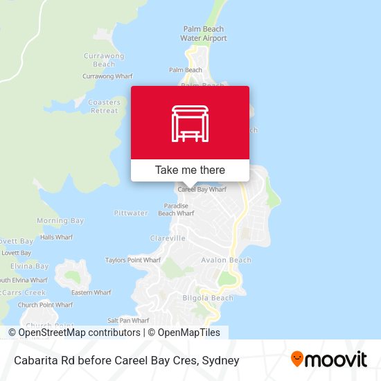 Cabarita Rd before Careel Bay Cres map