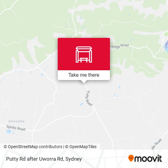 Putty Rd after Uworra Rd map