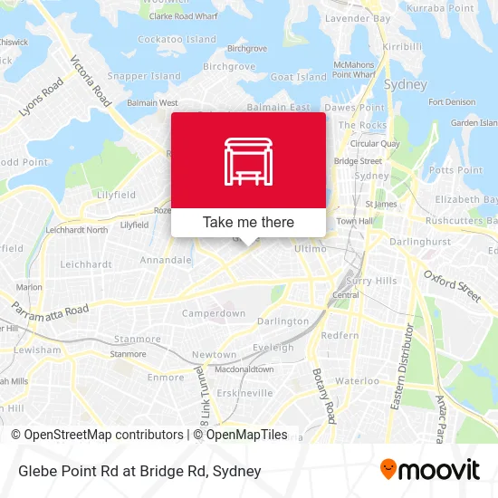 Mapa Glebe Point Rd at Bridge Rd