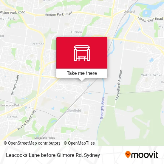 Leacocks Lane before Gilmore Rd map