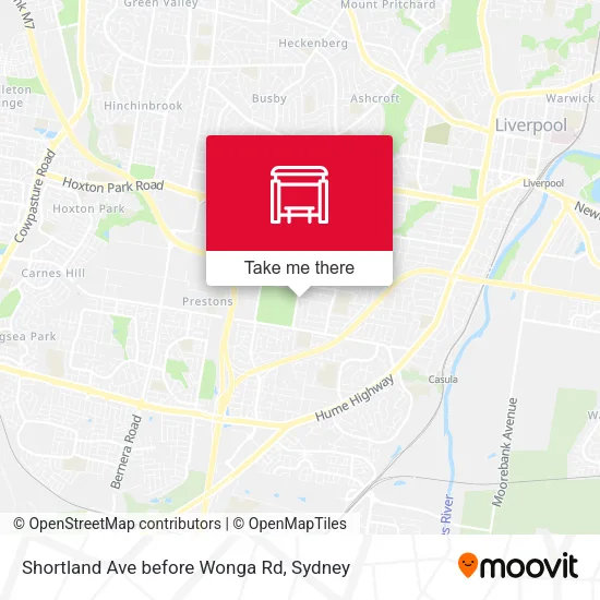 Shortland Ave before Wonga Rd map