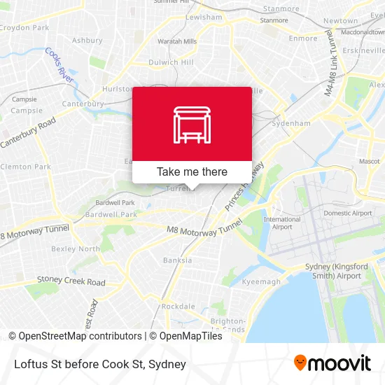 Mapa Loftus St before Cook St